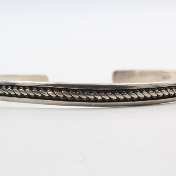 STERLING SILVER NAVAJO TWISTED ROPE CUFF BRACELET - Picture 6 of 9
